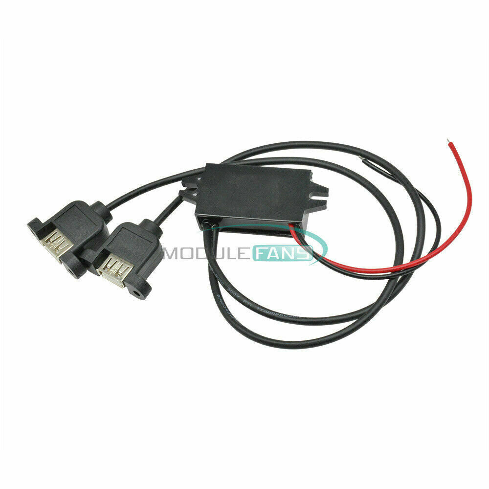 DC-DC Converter 12V To 5V Module 3A Double Dual USB Output Power Adapter