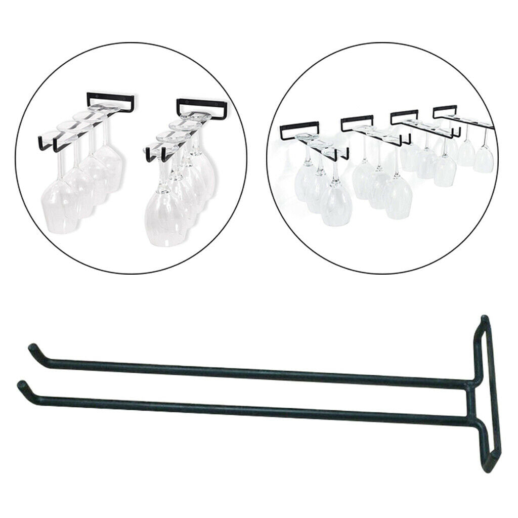 Bar Hanging Under Cabinet Row Wine Glass Rack Holder Goblet Stemware Hanger