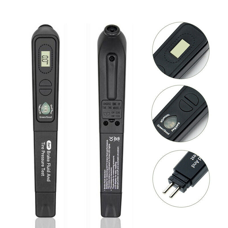 Brake fluidand Liquid Tester Pen With 5 LED Tire Pressure Test 2 IN 1 LCD Safety