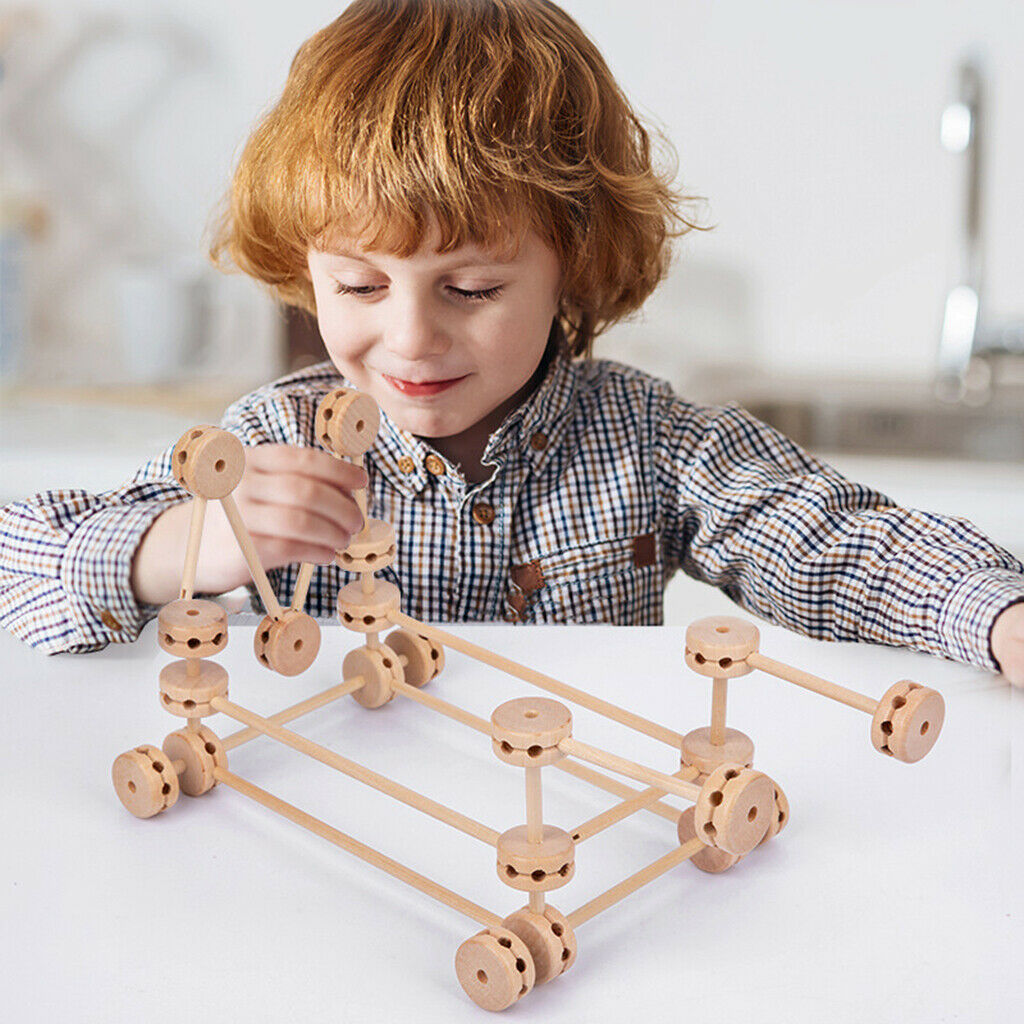 60x Fort Building Kit Wood Construction Toys Set DIY Develop Imagination