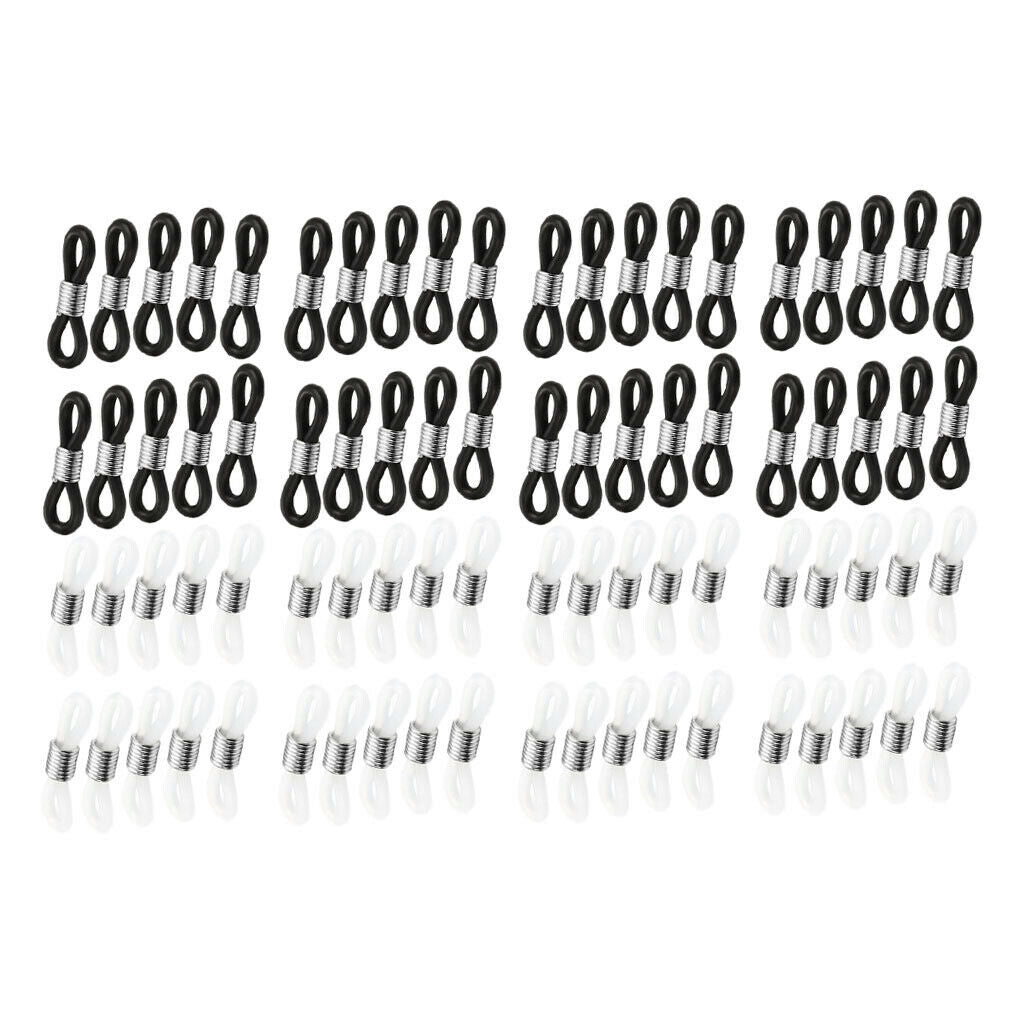 80pcs Eyeglass Chain Ends Spring Rubber Ends Eyeglasses Strap Holder Loops