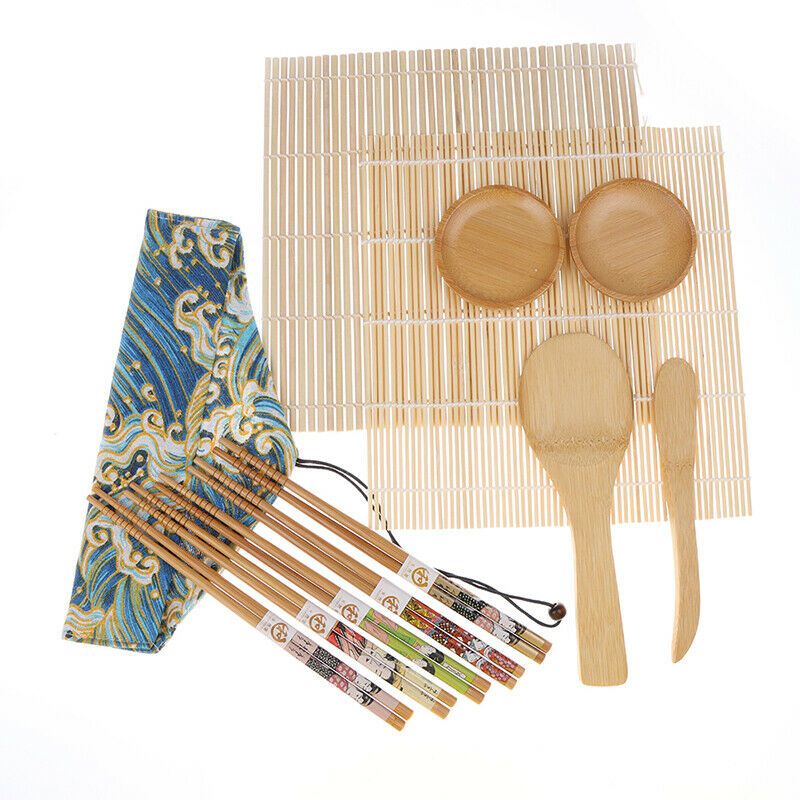 12Pcs/set Bamboo Sushi Maker Set DIY Sushi Curtain Rice Making Roll Kit ToolBDA