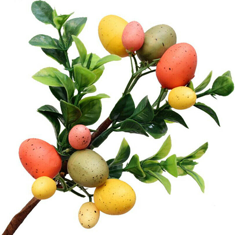 Easter Eggs Tree Decor Simulation Leaf Branch Easter Home Desktop Ornamen.l8