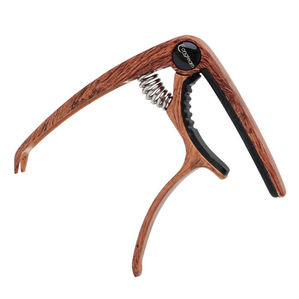 Wood Grain Guitar Capo Tuner   Quick Change Key Clamp Dark