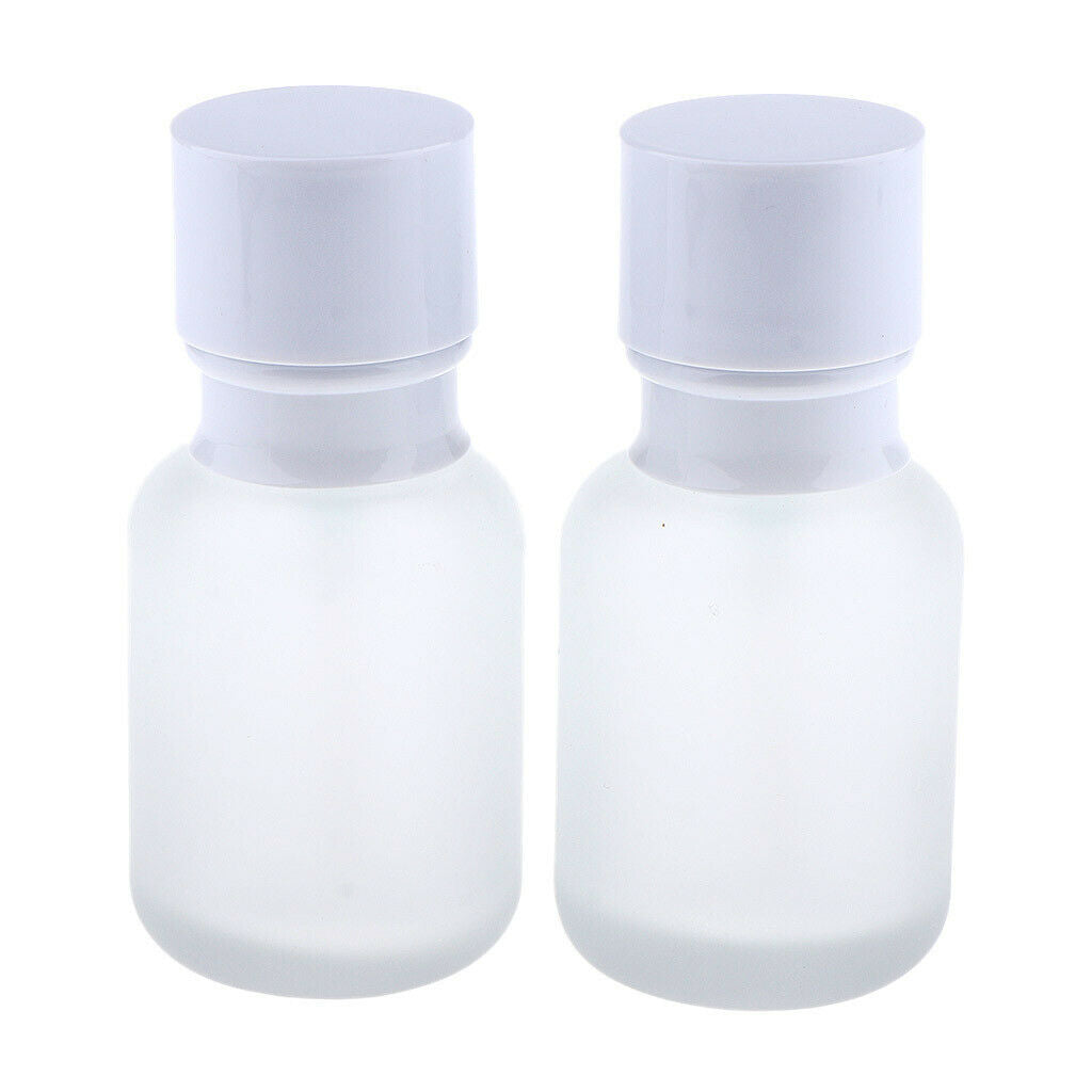 2pcs Empty Refillable Frosted Glass Pump Press Bottles for Emulsion 50ml