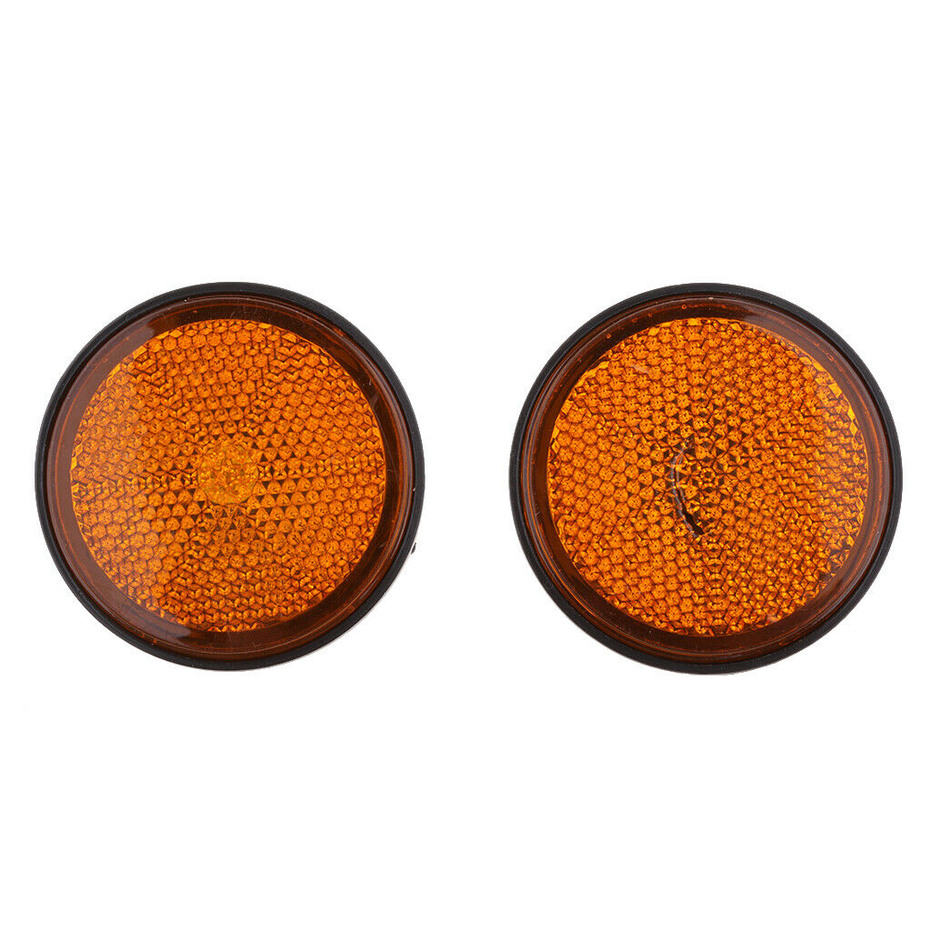 4 Pairs Universal Motorcycle Round Reflector 2 Mounted Amber Red & Orange