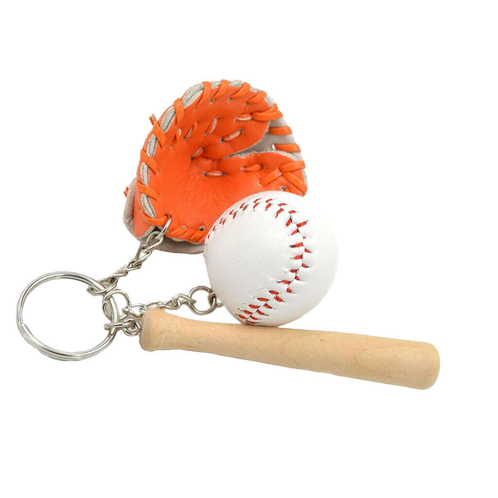 2PCS Mini Baseball Three-piece Charm Pendant Purse Bag Keyring Key Chains