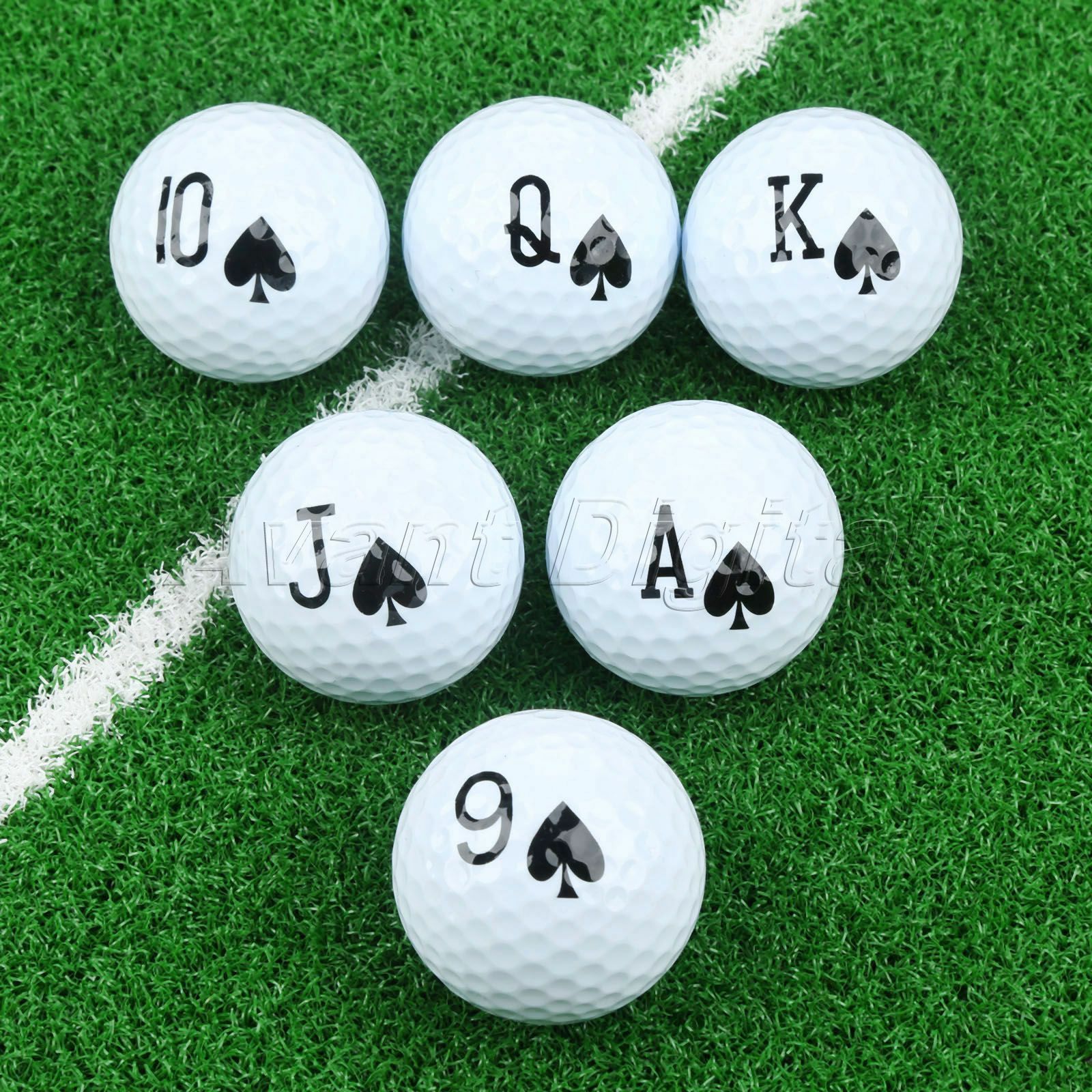 6 Pieces Durable Use Golf Balls Unique Design Poker Pattern Sporting Golf Club