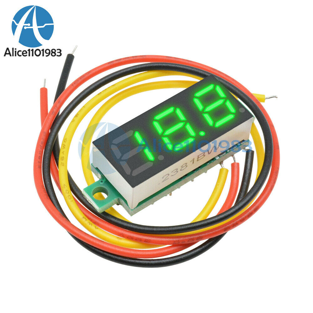 0.28" 3-Wire Green LED DC 0-100V Voltmeter Digital Display Voltage Panel Meter