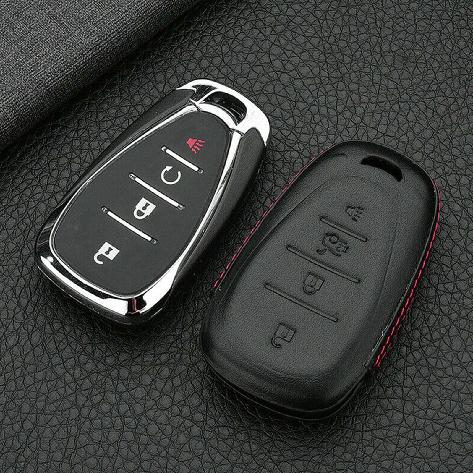 Premium Leather Car Key Fob Cover Case For Chevrolet Equinox Malibu Blazer