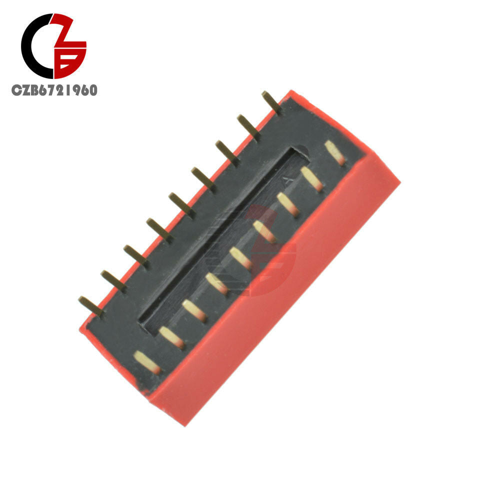 2PCS Slide Type Switch Module 2.54mm 9-Bit 9 Position Way DIP Red Pitch