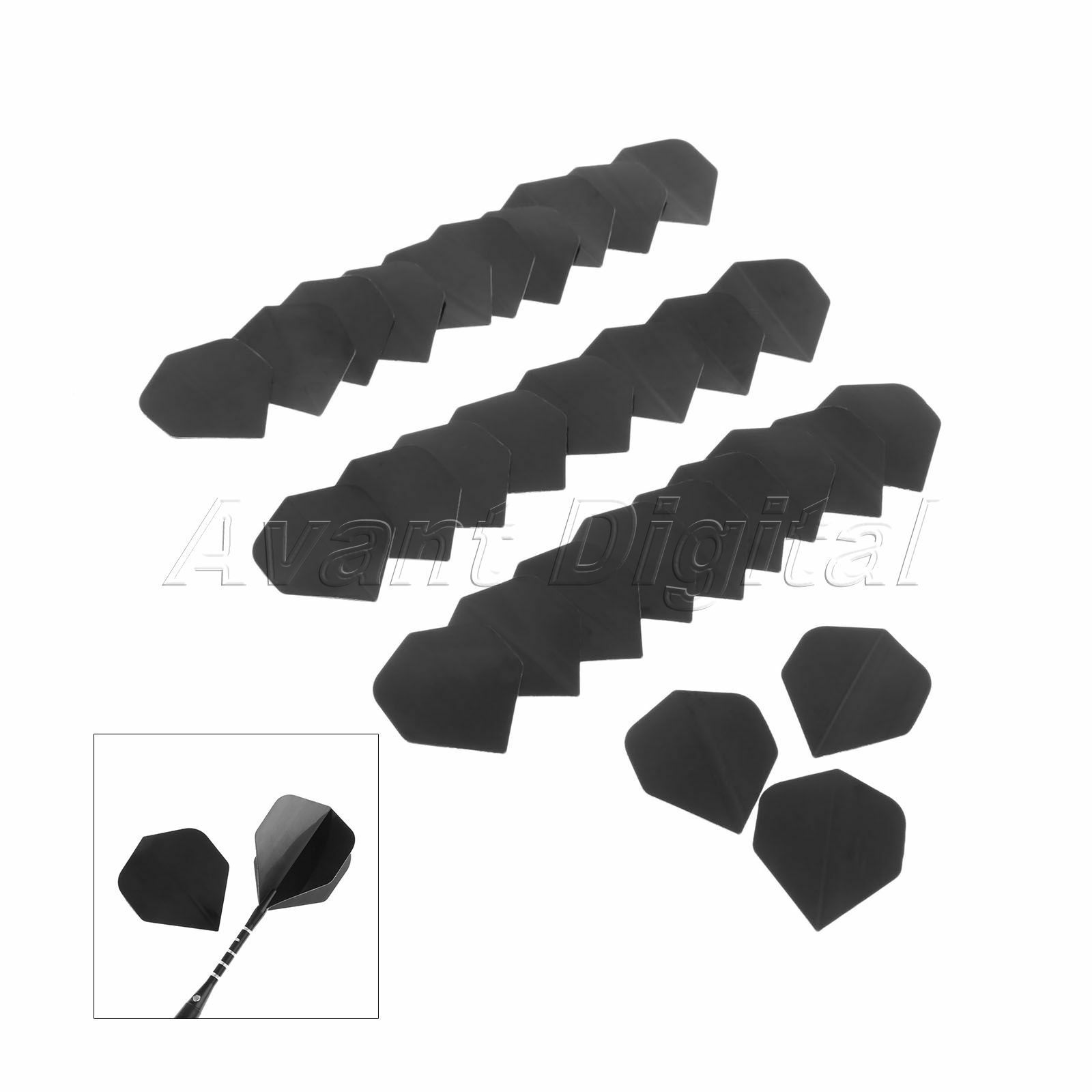 Pure Black Darts Flight Fin Tail High Quality Pvc Dart Accessory Pack Of 30