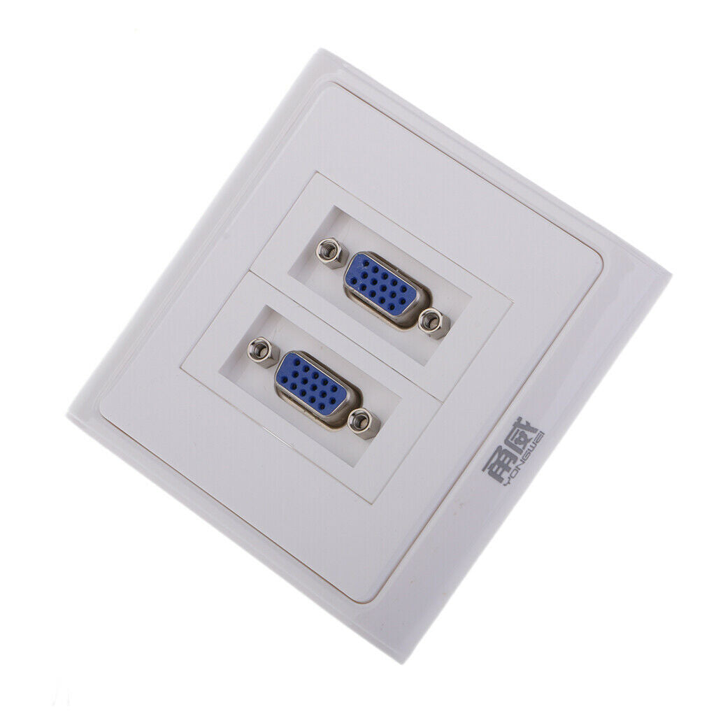 2 Port Outlet 15-Pin Female VGA Wall Plate