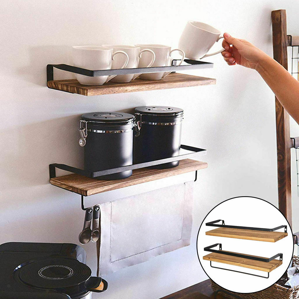 Floating Shelf Bedroom Kitchen Wall Shelves Bottles Planters Display Rack