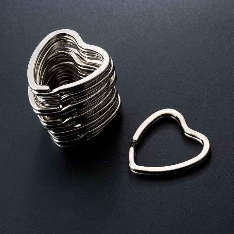10PCS Heart Metal Key Holder Split Rings Keyring Keychain Hoop Loop DIY BDAU