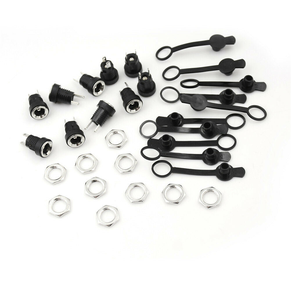 10 set 12V 3A DC Power Male Plug Female Socket Waterproof Jack Nut Panel MouY1