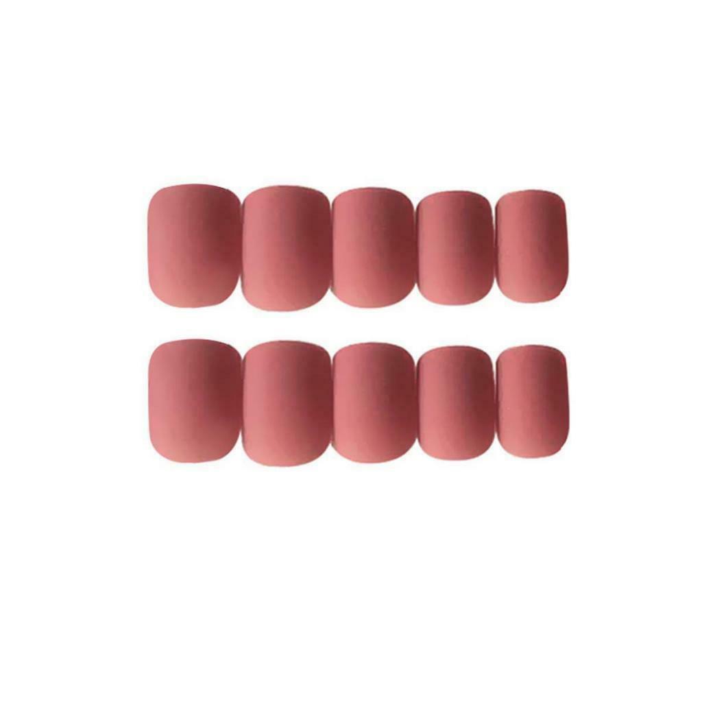 48Pcs Plastic Acrylic Nails DIY Press-On Tips for Summer Party Pink+Coffee