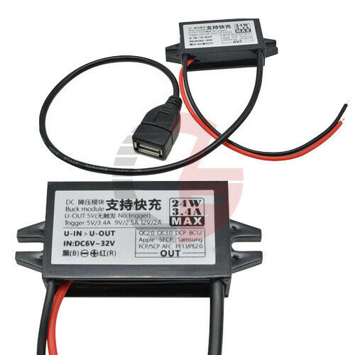 2x DC12-24V to QC2.0 3.0 Waterproof Buck Module Power Supply QC Charger Adapter