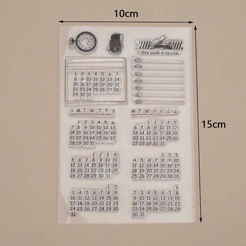 1PC Perpetual Calendar Pattern Transparent Clear Stamps Transparent Se.l8