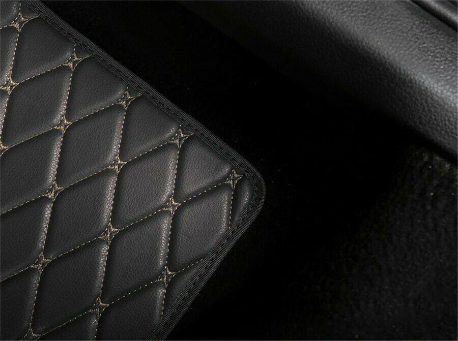 4x Black PU Leather Universal Car Floor Mats Carpet Front Rear Liner Weather Set