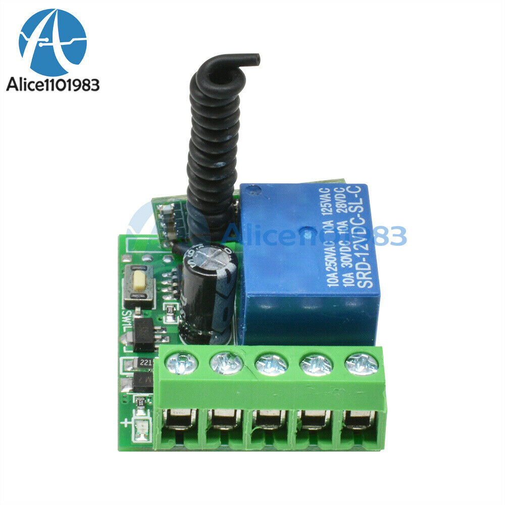 2PCS 433MHZ DC12V 10A 1CH Wireless Relay RF Remote Control Switch Receiver Kit