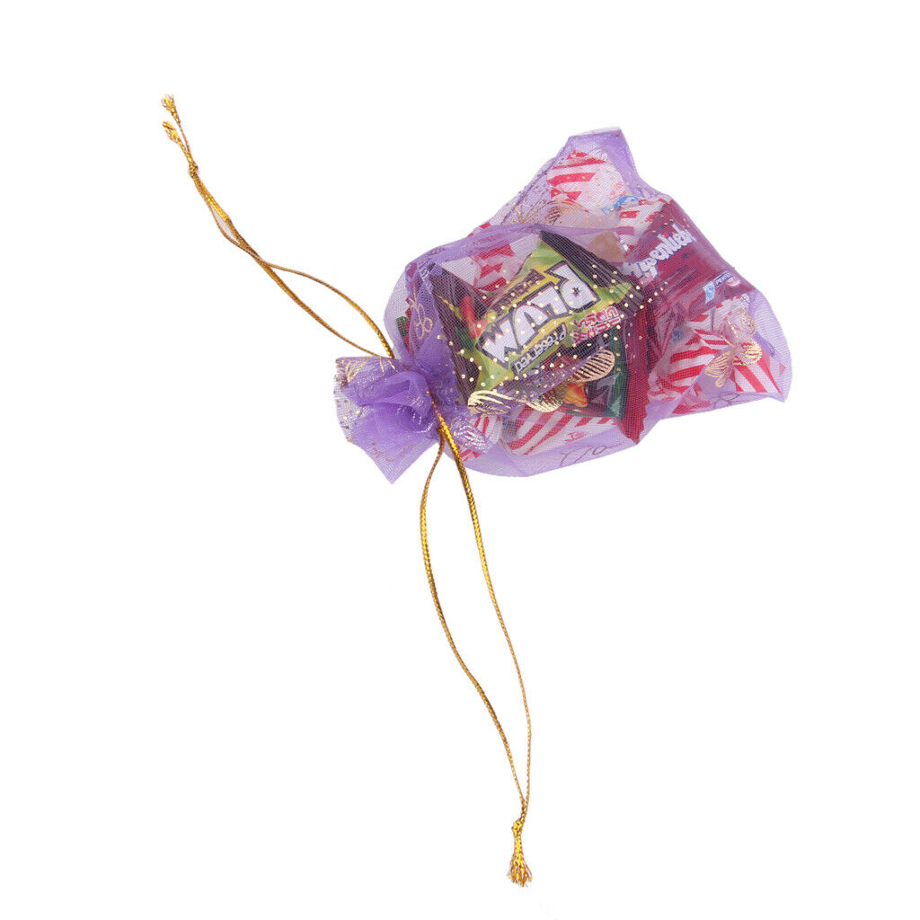 100 Purple Butterfly Organza Bag Wedding Gift Bag Jewelry Candy Pouch 12x9cm