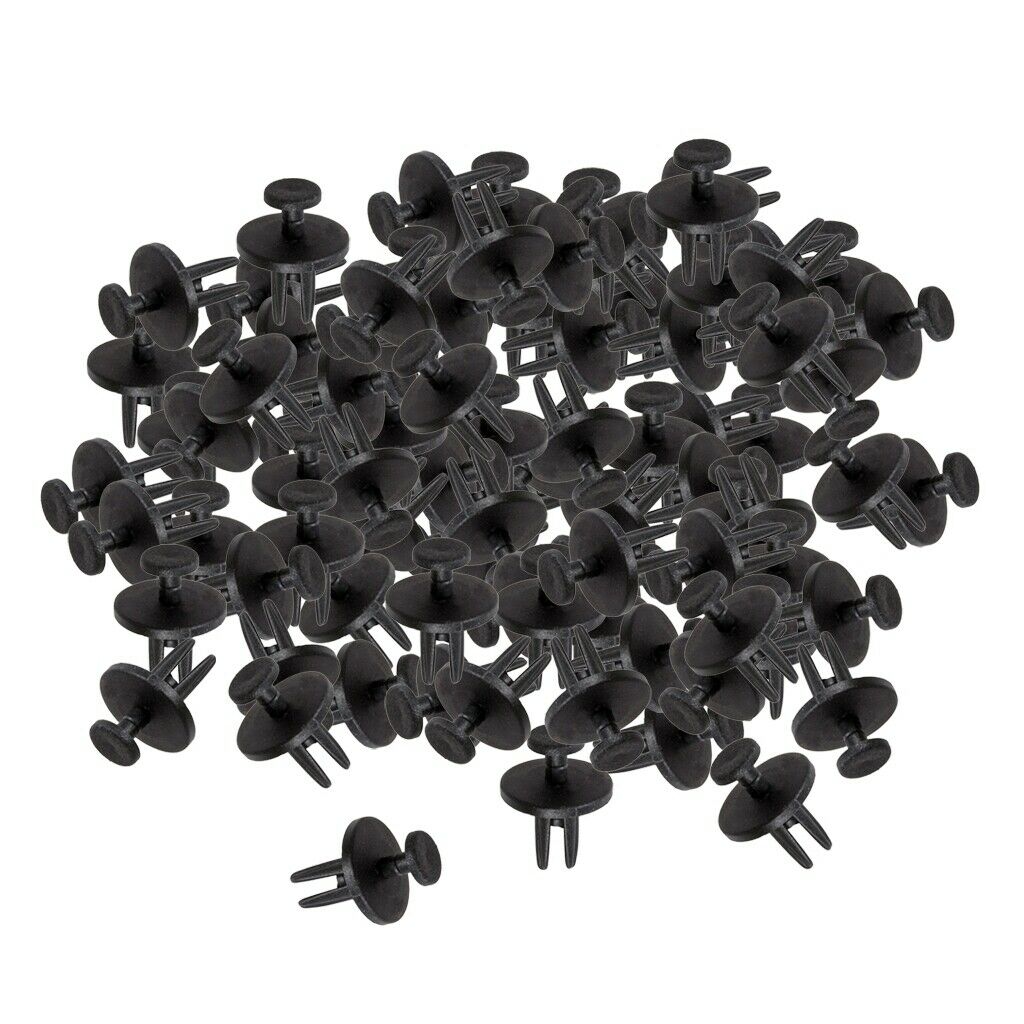 100x Auto Mud Skirt Blind Rivets Nylon 6mm Mouldings Trim 1/4" Black Pins