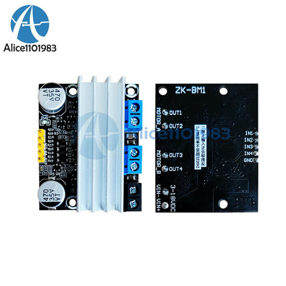 10A Dual-Channel H-bridge DC 3-18V Motor Drive Module PWM Adust Speed Dimming