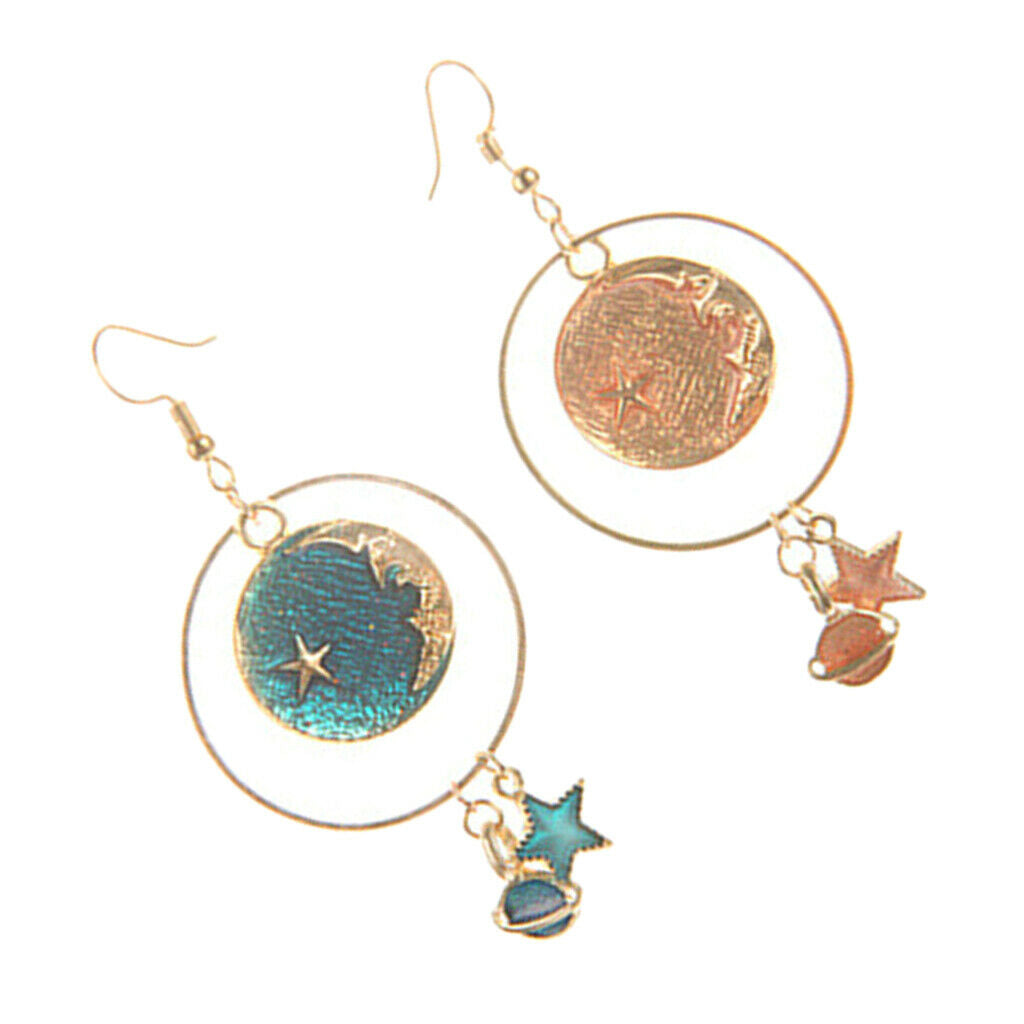 Enamel Cartoon Dangle Earrings Wedding Party Studs Star Moon Women Jewelry