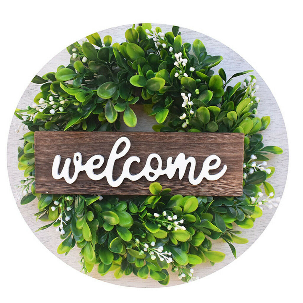 Artificial Eucalyptus Garland Welcome Sign with Wreath Outdoor Front Wall Light