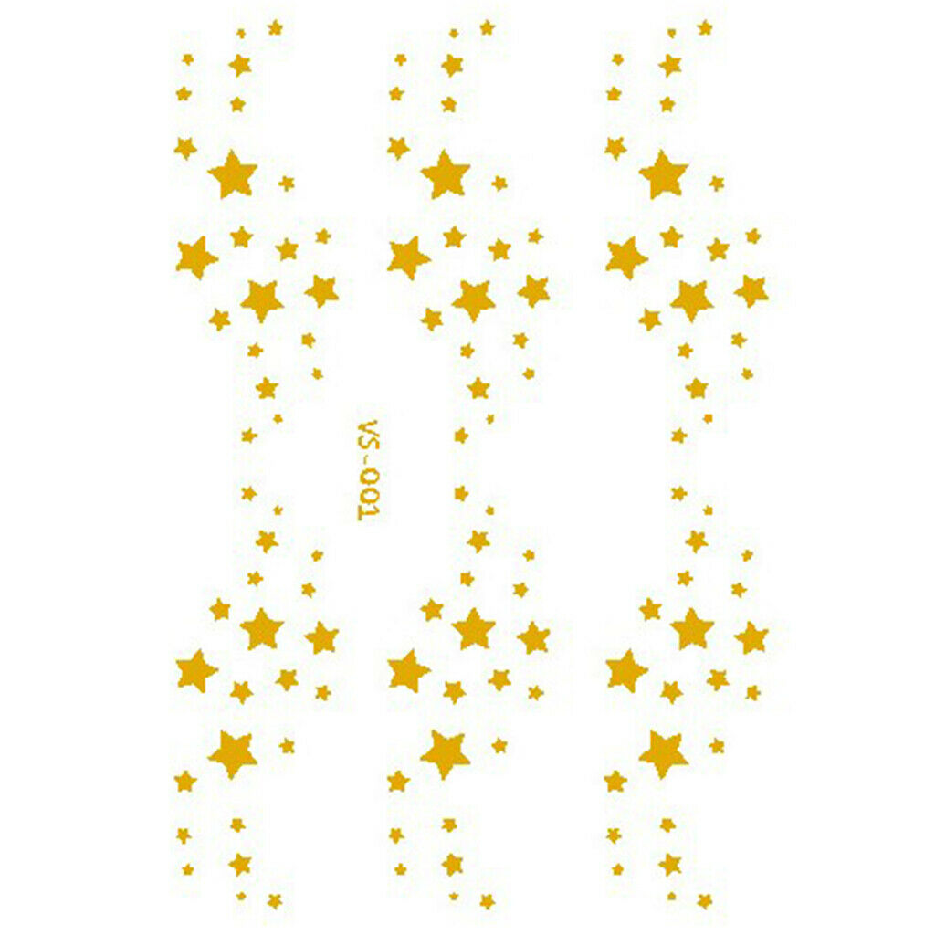 10 Packs Golden Makeup Tattoo Water Stickers Decals Set for Arms Wrist Back