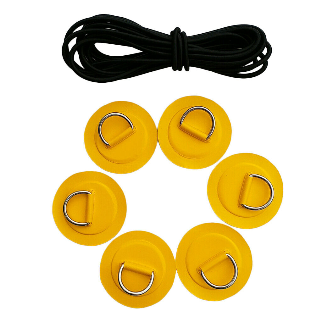 6Pcs   Inflatable   Boat      Stainless   Steel   D - Ring   Patch  +  5m   x