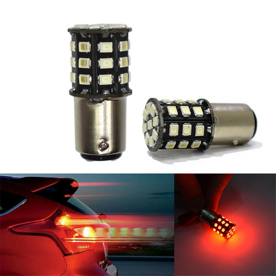 2 Pcs Red LED Strobe Flash Blinking Brake Stop Parking Bulb Lights 1156 2835