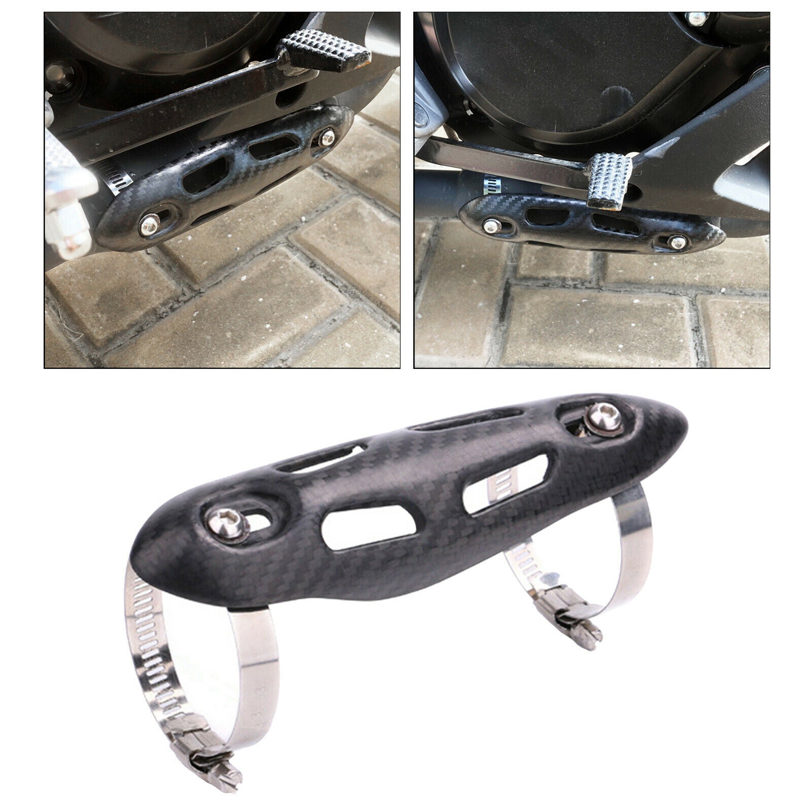 Motorcycle Carbon Fiber Style Exhaust Muffler Pipe Heat Shield Cover Guard,
