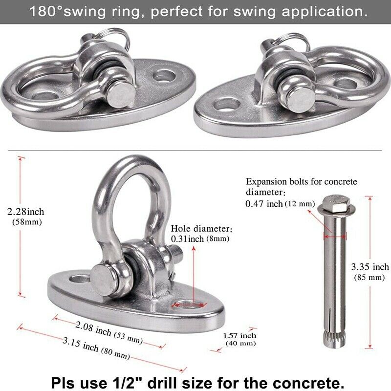 2X(Stainless Steel 304 Heavy Duty Swing Hangers Swing Sets 250Kg Capacity fI2I2)