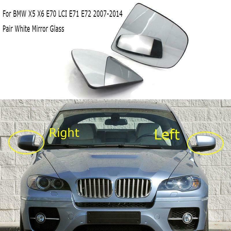 2pcs Side Rearview Mirror Glass Heated For BMW X5 E70 2008-14 X6 E71 E72 2007-13