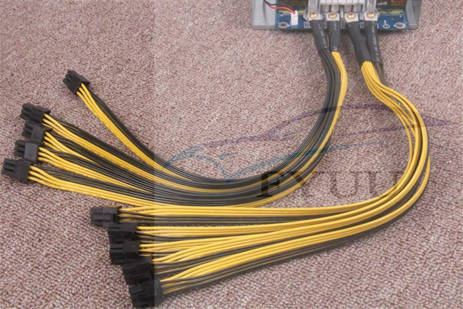 2pcs S7 S9 to 5X PCI-E PCIe 6Pin GPU Graphics Power Cable BTC Miner S11 T9+ X10