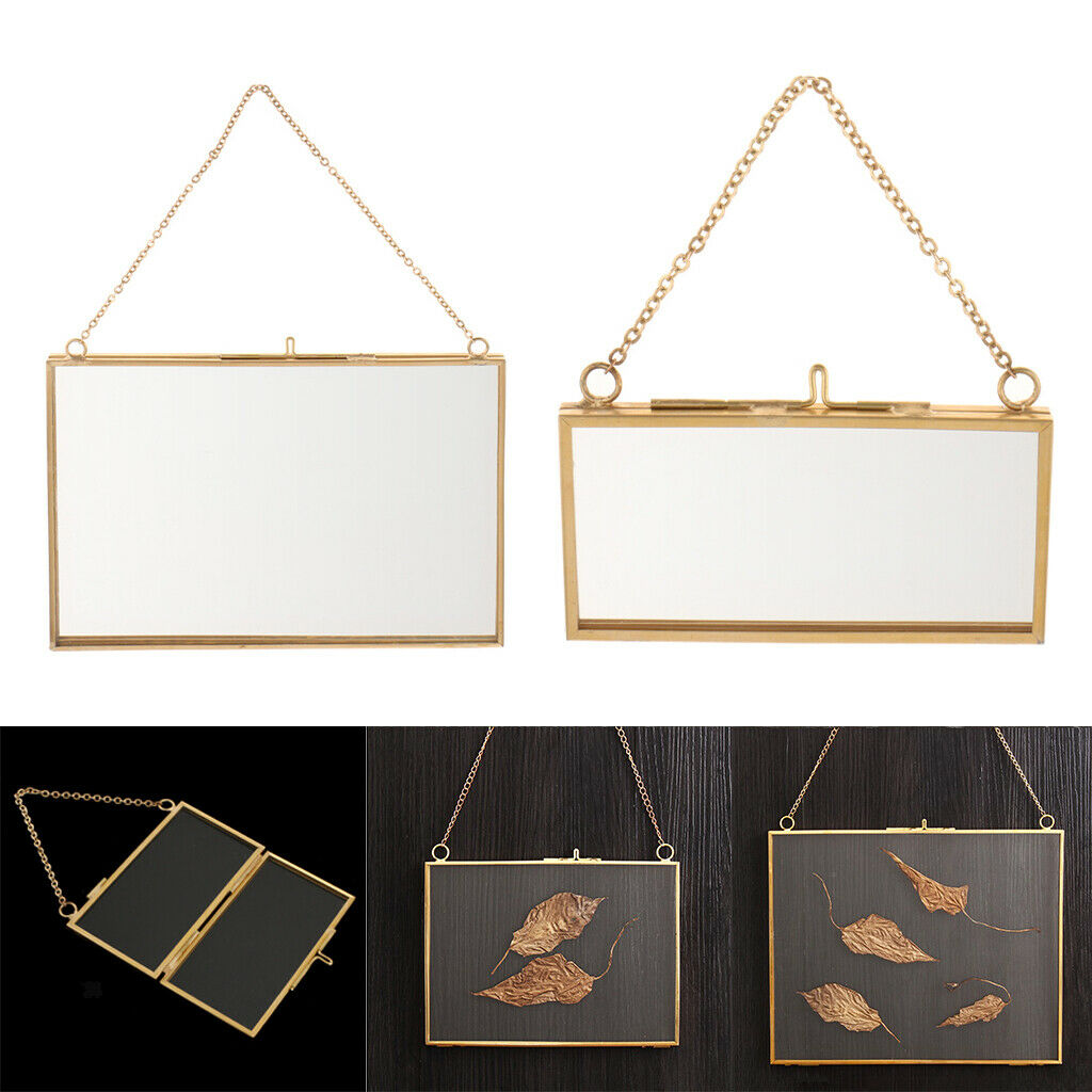 2x Double Sided Glass Hanging Picture Frame Display Frame Portrait 4&7''