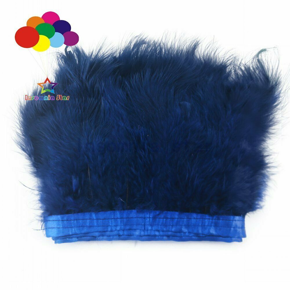 Navy 2 Meter 6-7 inch Fluffy Marabou Turkey Feathers Trims for Crafts Jewelry