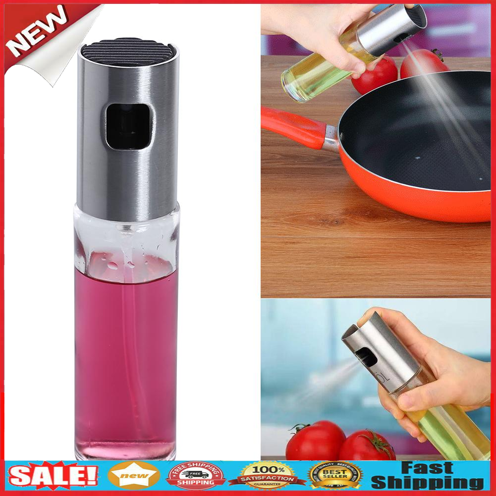Stainless Steel Glass Oil Pump Spray Fine Bottle Olive Can Tool Pot Cooking @