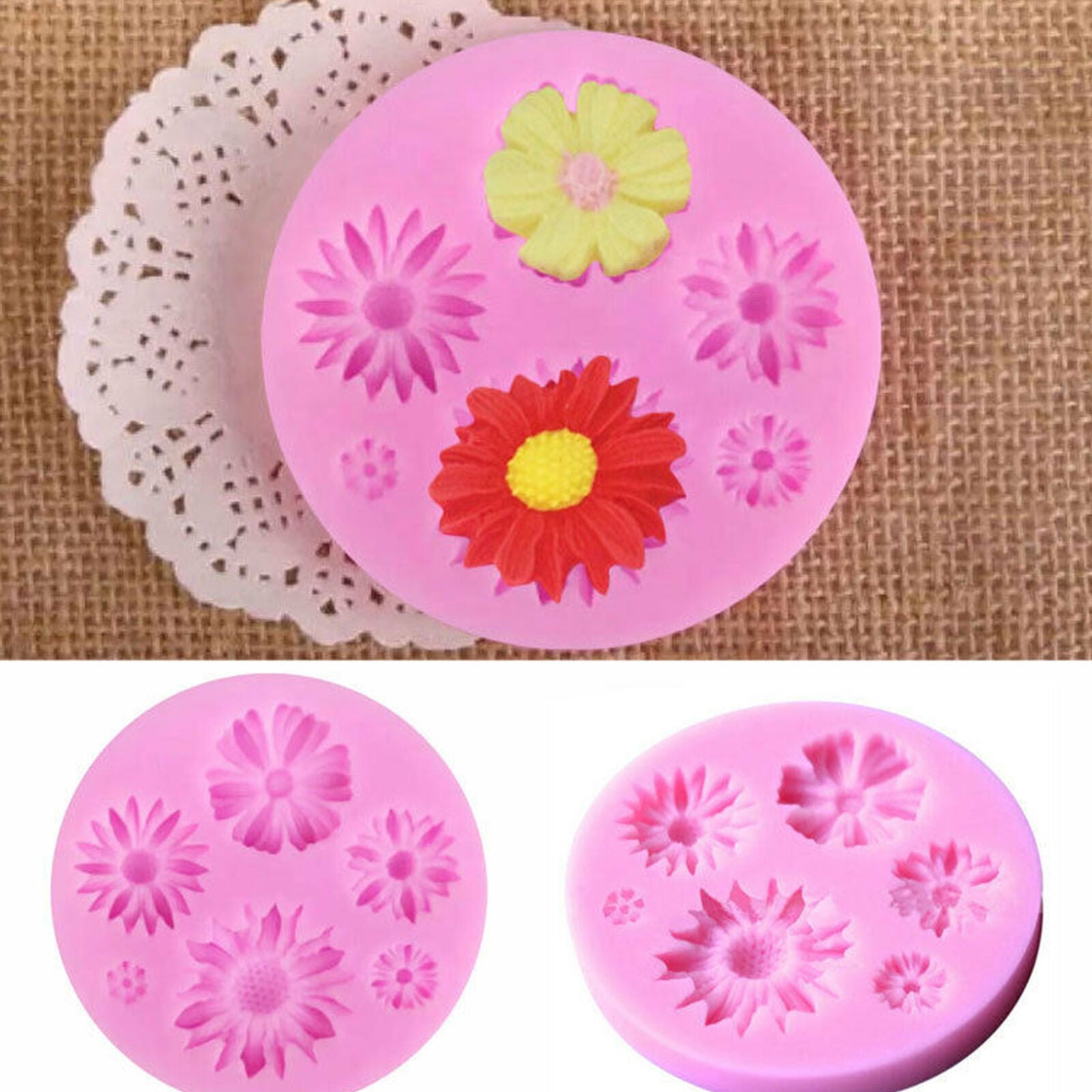 Mini Daisy Flower Shape Fondant Mold Silicone Pastry Cake Decor Mould Bake Tool