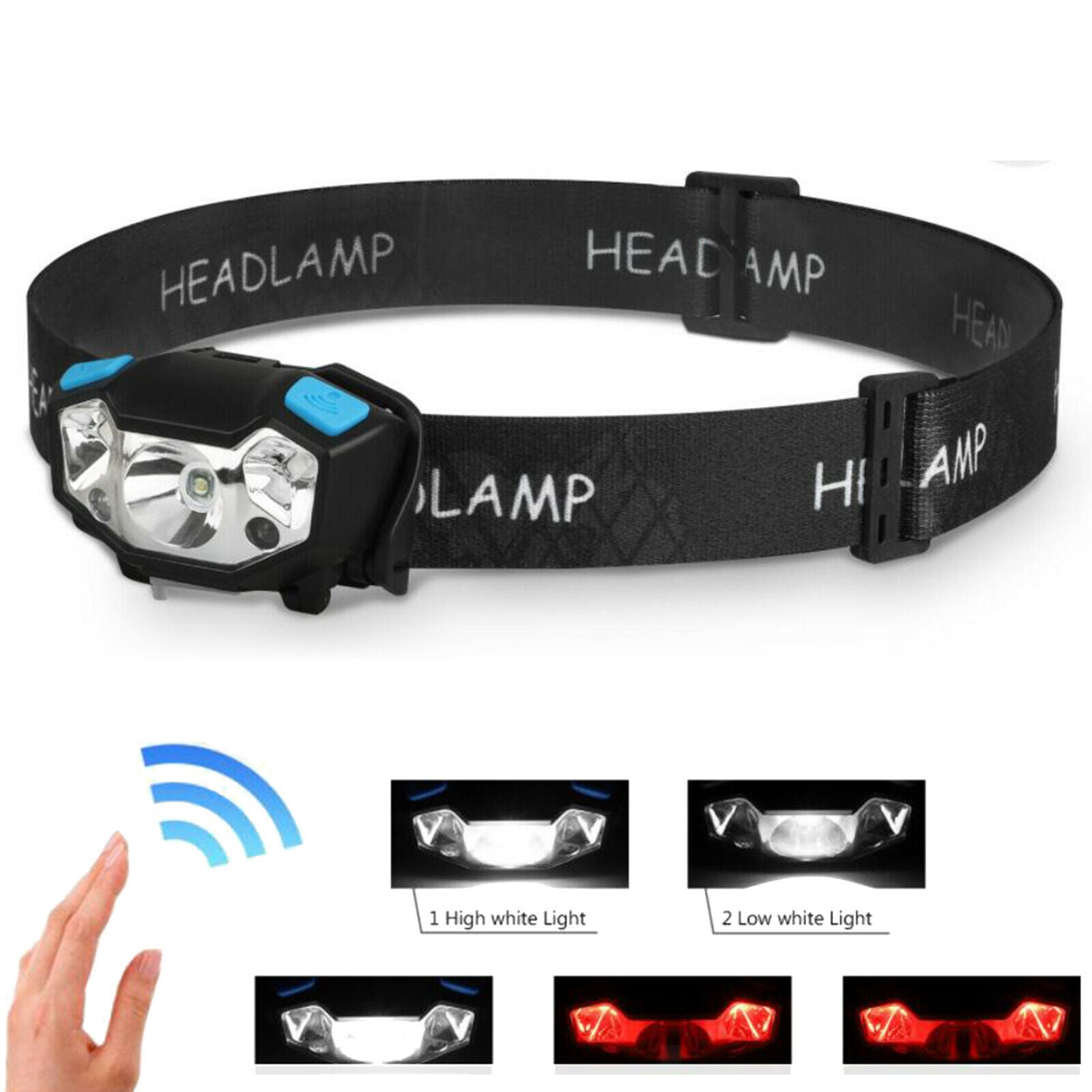 Q5 LED Headlamp Rechargeable Motion Sensor Flashlight Torch Camping Outdoor