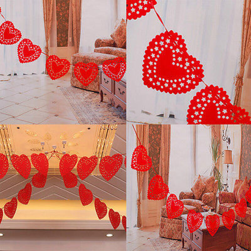 Heart Nonwovens Fabric Flag Party Garland Decor Banner Bunting Wedding  XGM Qx