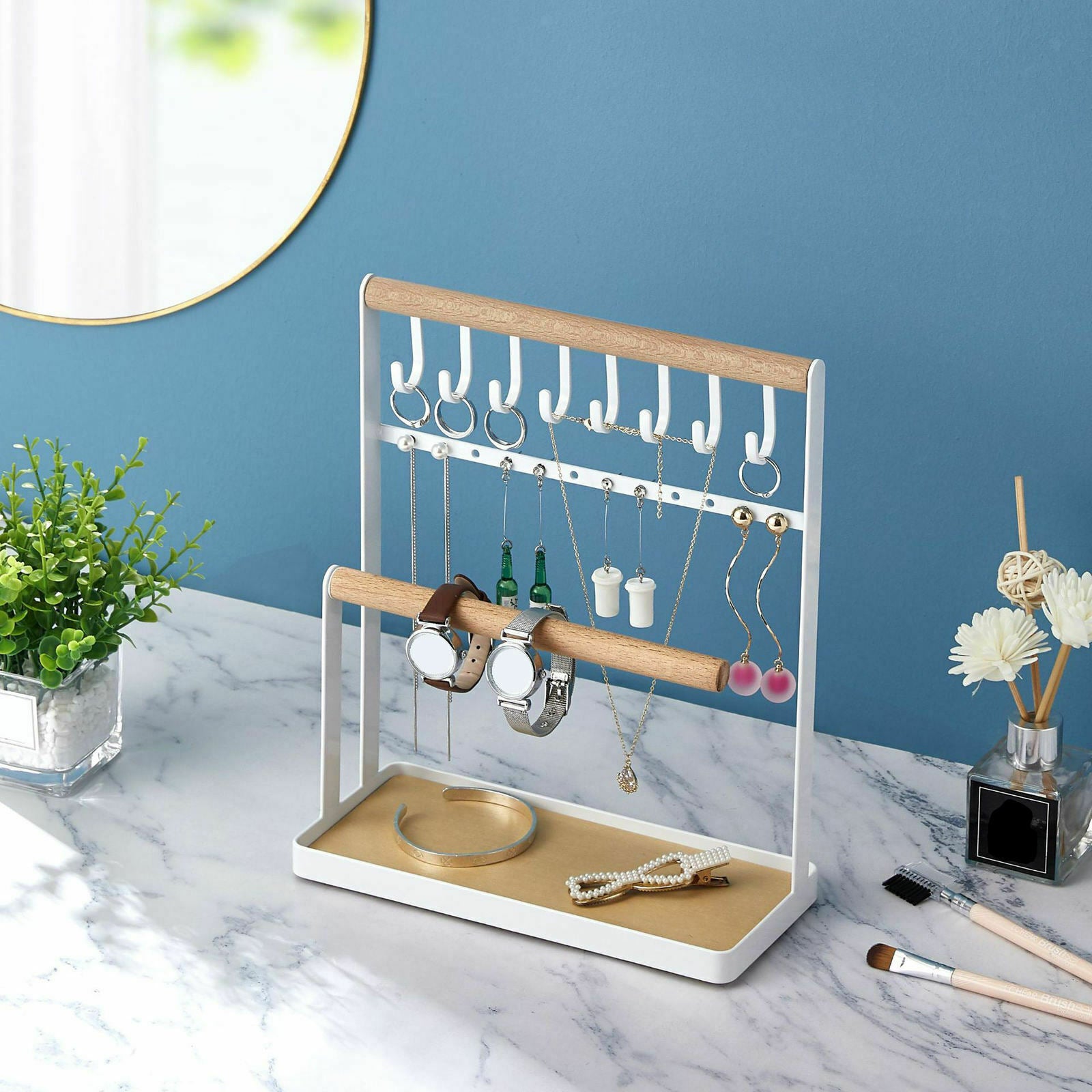 Jewelry Display Rack Props Iron Hooks Tray Holder for Earring Hairclip Store