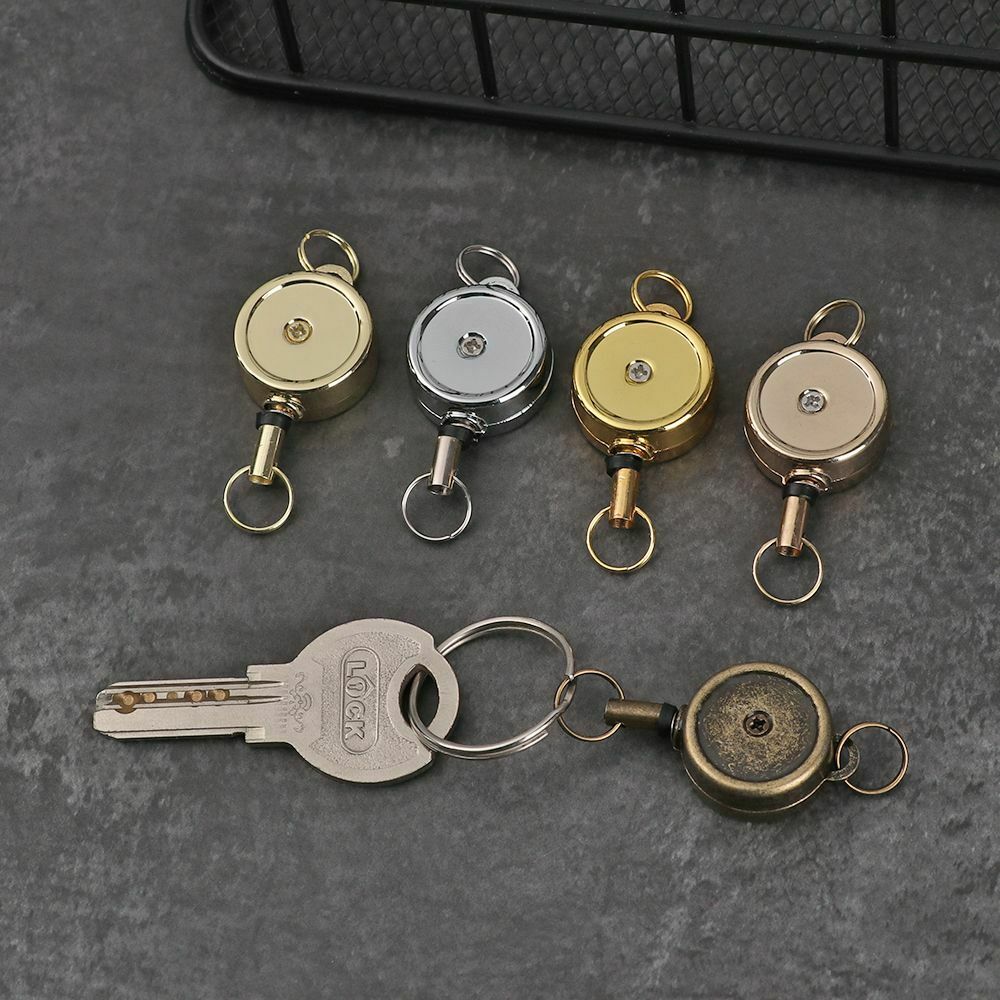 Metal Anti-Lost Clip Stationery Retractable Badge Holder Key Ring Lanyards