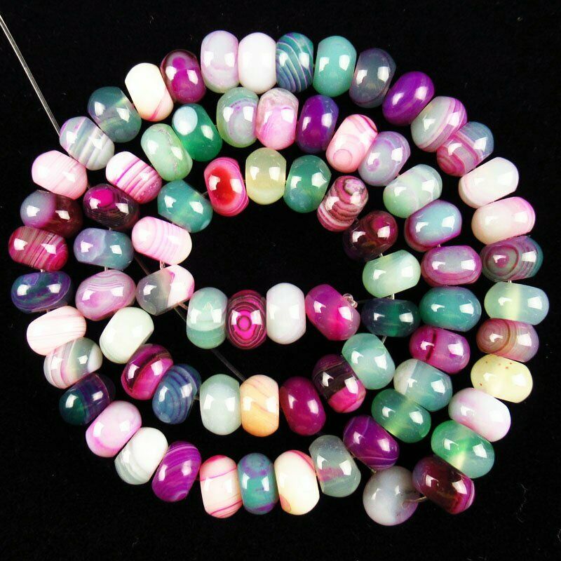 8x5mm Rainbow Onyx Agate Rondelle Pendant Loose Bead 15.5 inch 42g A-565TZ
