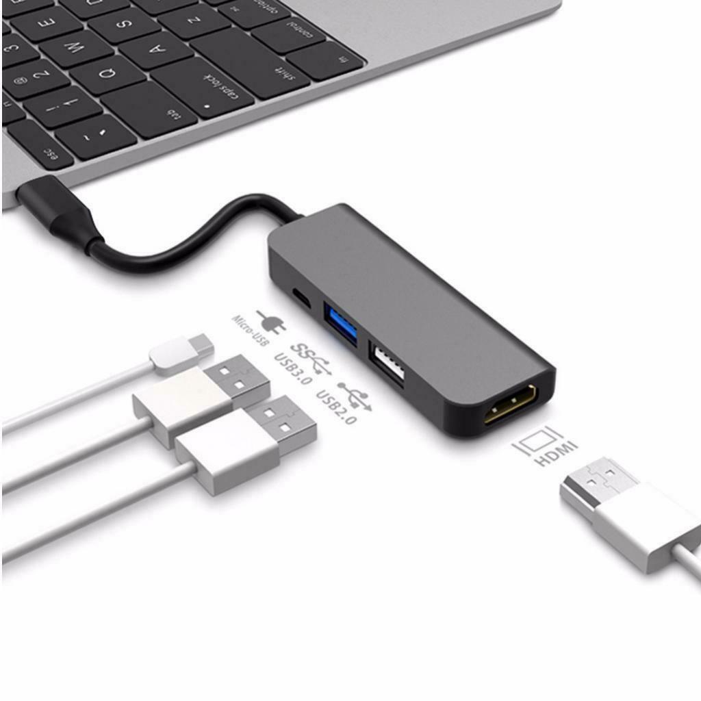 Type-C Hub To 4K HDMI With USB 3.0/2.0 Port, Aluminium Hub With Micro USB