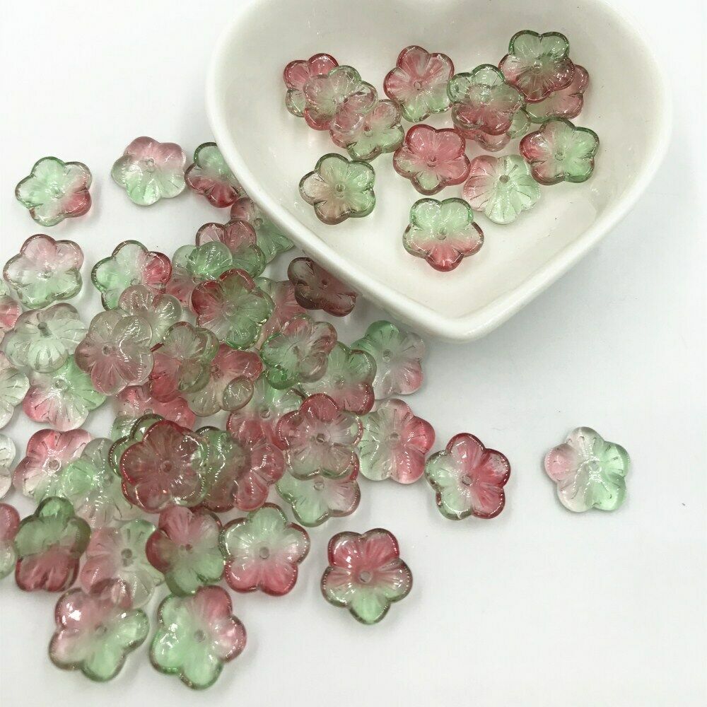 20pcs Czech Glass Flower Beads DIY Handmade crafts Gradient Color 14mm