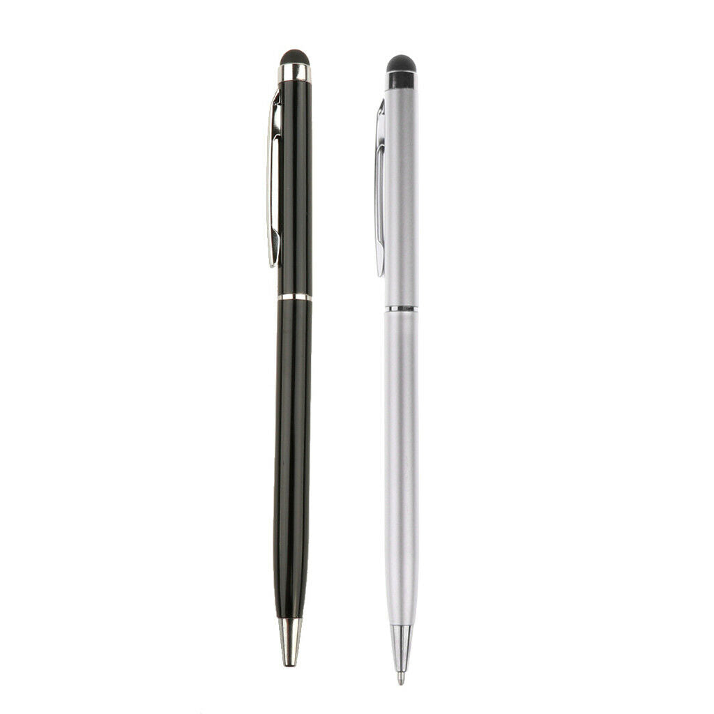 2Pcs 2in1 Ballpoint Pen Fine Touch Screen Tip Stylus Pen Capacitive Touch Screen