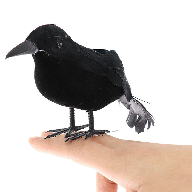 Halloween Black Crow Props Realistic Raven Spooky Feathered Crows House D.l8